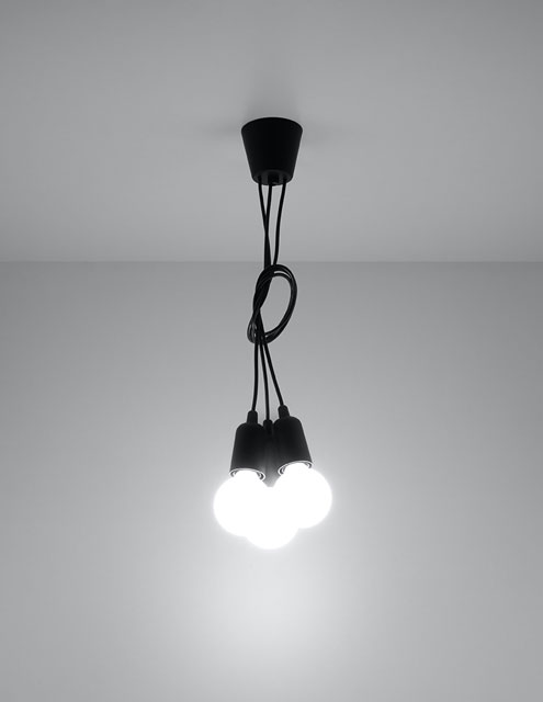 Czarna industrialna lampa wisząca EX542-Diegi na regulowanych zwisach
