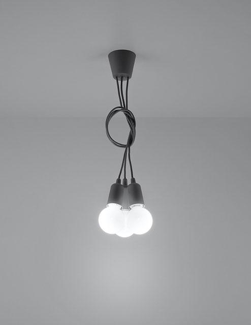 Szara lampa wisząca EX542-Elris z trzema regulowanymi zwisami