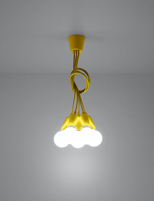Żółta lampa wisząca loftowa EX543-Elris z regulowanymi zwisami