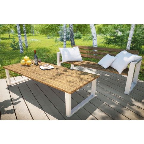 Zdjęcie produktu Metalowy stół na taras z drewnianym blatem 180x75x76 Norin 3Z - 9 kolorów .