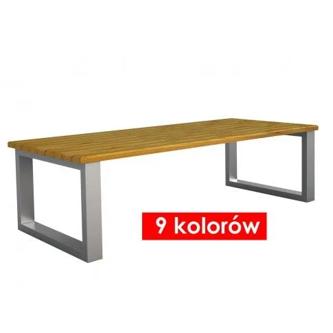 Fotografia Metalowy stół na taras z drewnianym blatem 180x75x76 Caverno 3Z - 9 kolorów z kategorii Stoły, krzesła, ławki