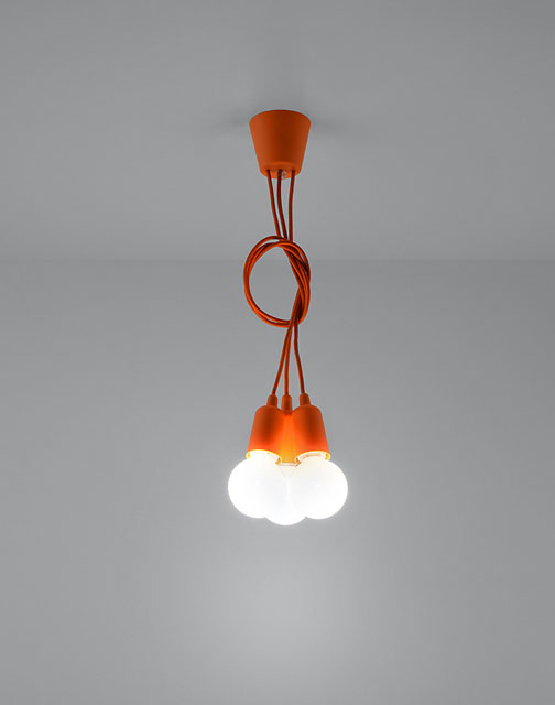 Pomarańczowa lampa wisząca EX542-Diegi z regulowanymi zwisami