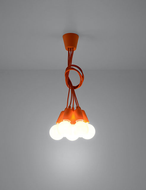 Pomarańczowa lampa wisząca G675-Mirano z pięcioma zwisami