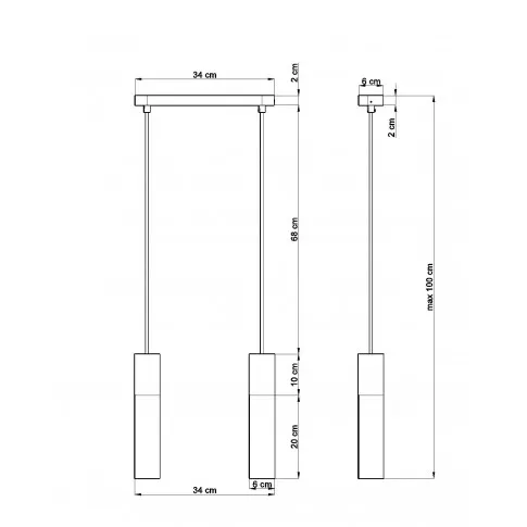 Wymiary lampy wiszącej EX545-Pables