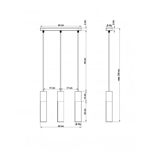 Wymiary lampy wiszącej EX546-Pables