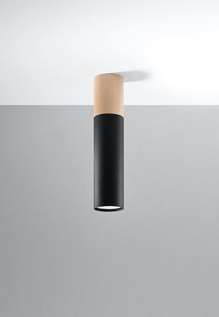 Czarny minimalistyczny plafon LED EX540-Pables w kształcie walca