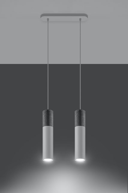 Biała loftowa lampa wisząca EX569-Borgis z dwoma podłużnymi kloszami