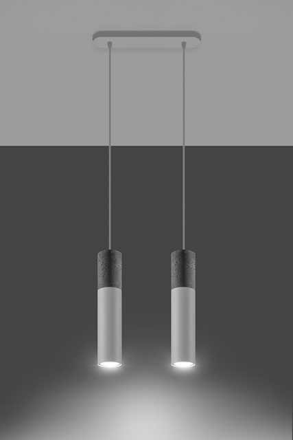Biała loftowa lampa wisząca T676-Jarina z dwoma podłużnymi kloszami