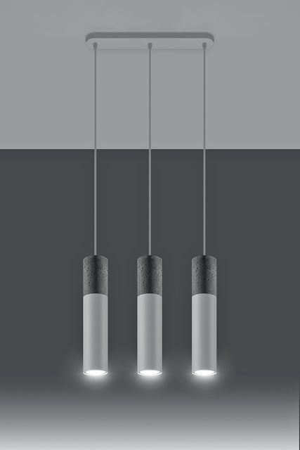 Biała industrialna lampa wisząca EX570-Bogris z potrójnym zwisem