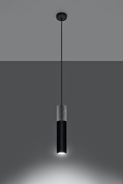 Czarna lampa wisząca tuba EX568-Borgis w stylu loftowym