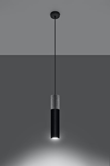 Czarna lampa wisząca tuba Y468-Jarina w stylu loftowym