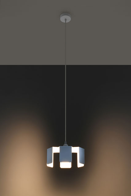 Biała lampa wisząca EX584-Tuliv ze stalowym kloszem