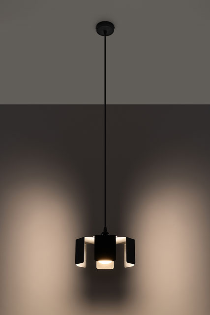 Czarna loftowa lampa wisząca EX584-Tuliv z designerskim kloszem
