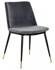 Welurowe krzesło szare tapicerowane - Gambo 3X w sklepie Edinos.pl