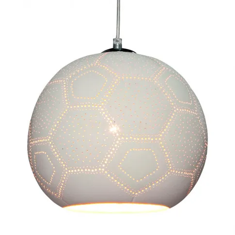 Okrągły, ceramiczny klosz lampy wiszącej EX485-Melbi w kształcie piłki