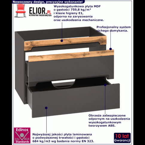 Szafka lazienkowa pod umywalke Marbella 4X Grafit 80