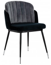Czarne krzesło welurowe z pikowanym oparciem - Merci w sklepie Edinos.pl