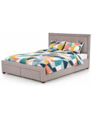 Beżowe dwuosobowe łóżko tapicerowane 160x200 - Asoka w sklepie Edinos.pl