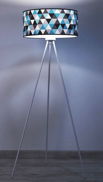 Nowoczesna lampa stojąca EX498-Demetes z okrągłym kolorowym abażurem