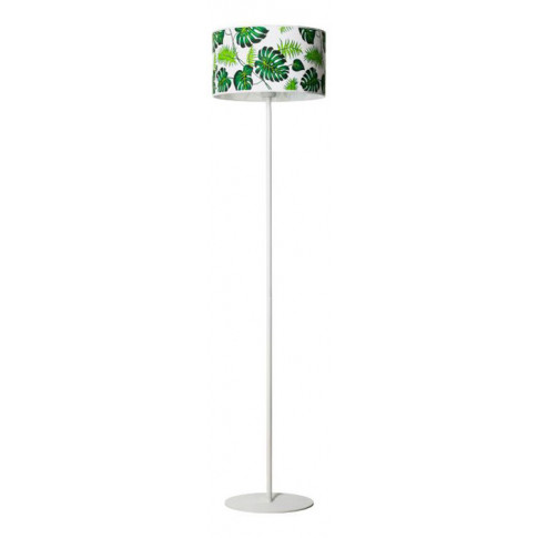 Biało-zielona lampa stojąca EX499-Monsteri z roślinnym motywem