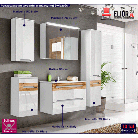 Zestaw mebli łazienkowych Marbella 2Q Biały połysk