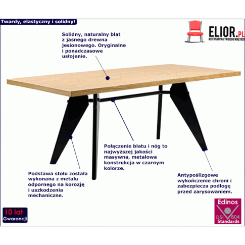 Drewniany stół z jesionu Jupi 2X infografika