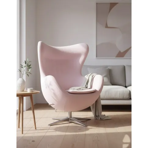 Jasnoróżowy fotel obrotowy jajo do salonu   Arha 2X