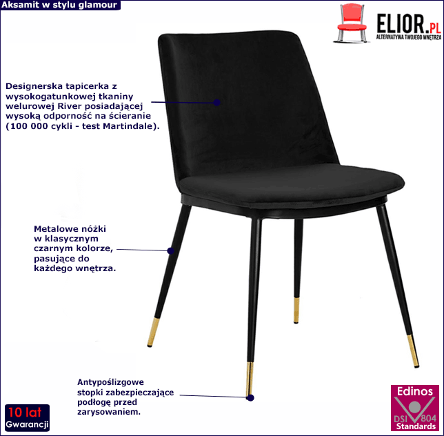 Czarne krzesło w eleganckim stylu Gambo 3X