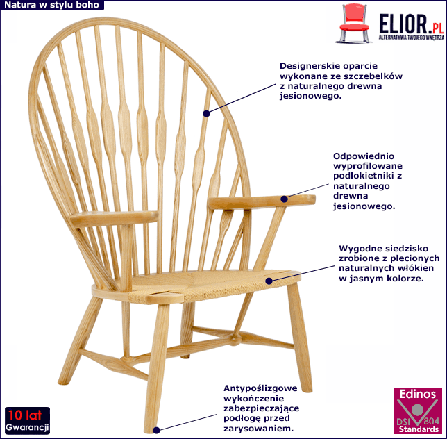 Jasny drewniany fotel Treja