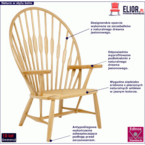 Jasny fotel boho Pocahontas