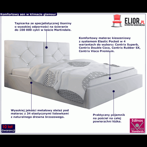 Tapicerowane łóżko z metalowym stelażem 120x200 Celini 3X