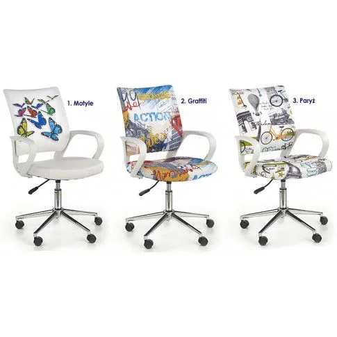 Zdjęcie fotel młodzieżowy biały w graffiti Ledis | Edinos.pl