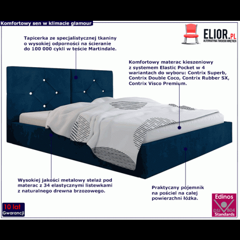 Tapicerowane łóżko z metalowym stelażem 160x200 Celini 3X