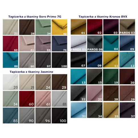 Wzornik tkanin i kolorów tapicerek do łóżka