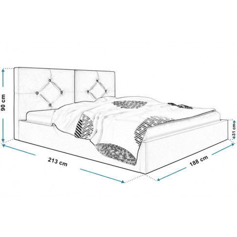 Wymiary pikowanego łóżka 180x200 Celini