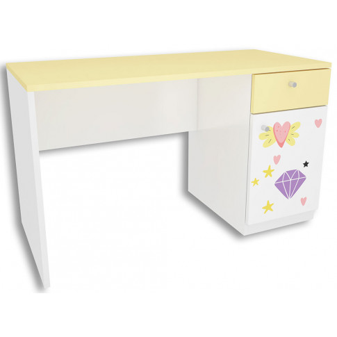 Biało-żółte biurko dla dziecka Lili 2X