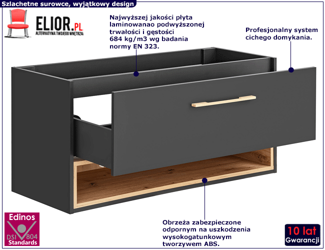 Podwieszana industrialna szafka pod umywalkę w stylu loft Ketris 4X 120 cm