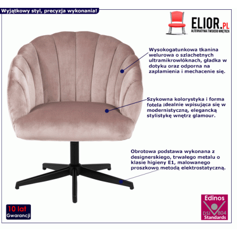 Różowy fotel wypoczynkowy Maldu welurowy