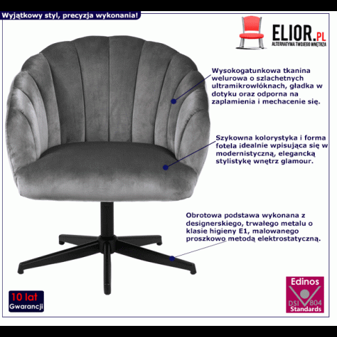 Szary fotel wypoczynkowy Maldu welurowy