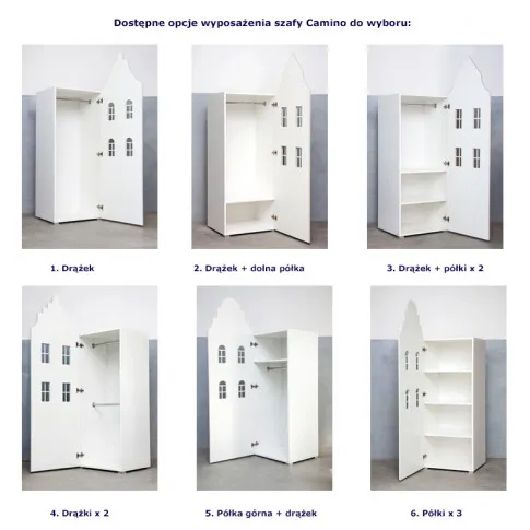 Dostepne opcje wyposażenia szafy Camino