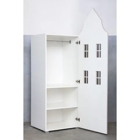 Wnętrze różowej szafy dziecięcej z półkami Camino 3X