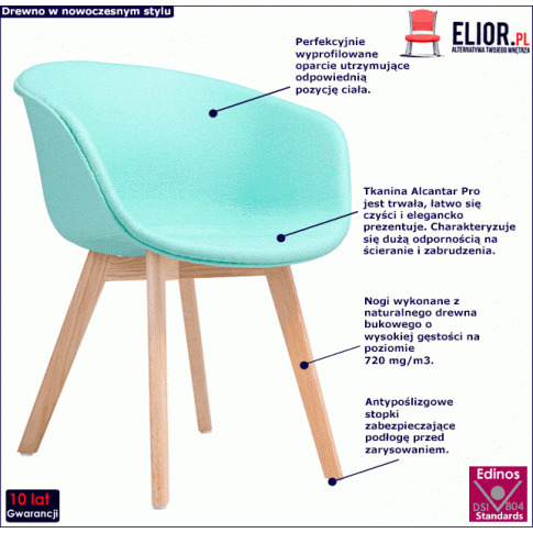 Miętowy fotel Meris