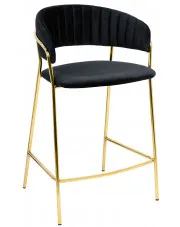 Czarny tapicerowany hoker welurowy glamour - Piano 4X w sklepie Edinos.pl