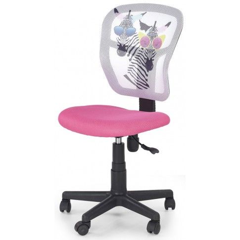Zdjęcie produktu Dziewczęcy fotel obrotowy Cziko - różowy z zebrami.