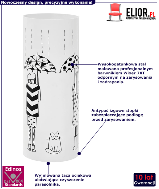 Biały designerski stojak na parasole Istro 3S