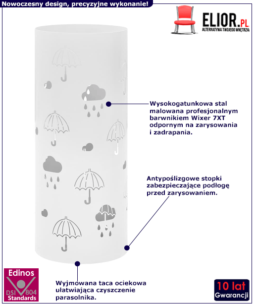 Biały pionowy stojak na parasole Istro