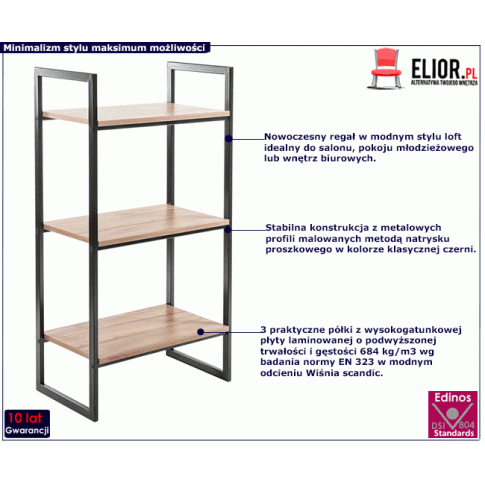 Czarny minimalistyczny regał Verdon 3X