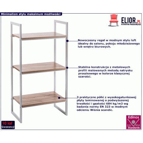 Szary minimalistyczny regał Verdon 3X