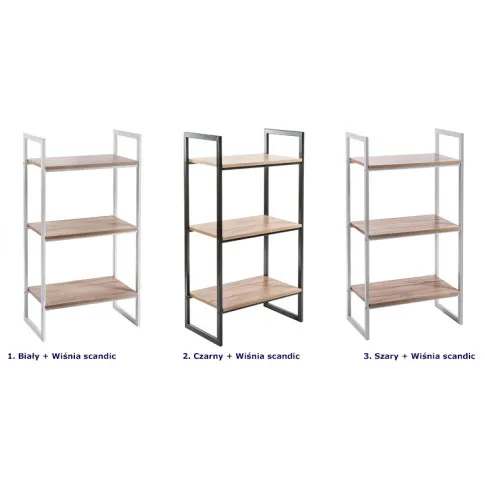 Wybór dostępnych opcji kolorystycznych regału loftowego Verdon 3X