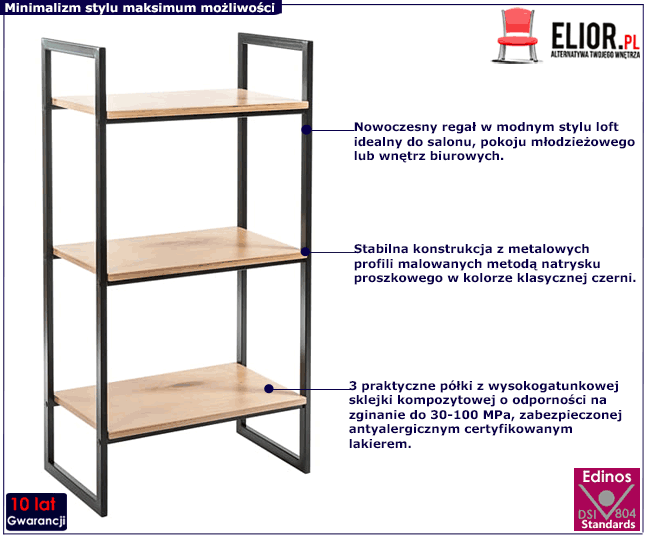 Czarny loftowy regał z półkami ze sklejki Maso 4X
